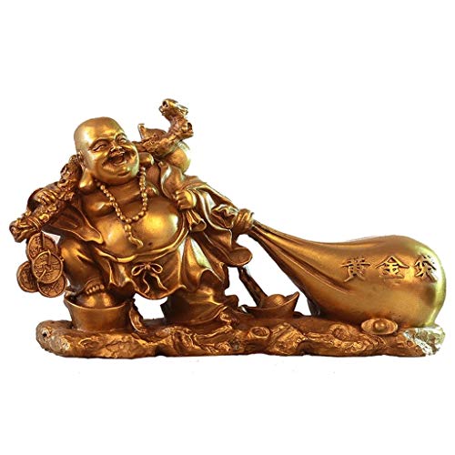 Estatua De Feng Shui, Buda Riendo De Latón Feng Shui Y Bolsa De Dinero Compañía De Decoración De La Fortuna De La Paz Regalos De Apertura Regalo De Bendición