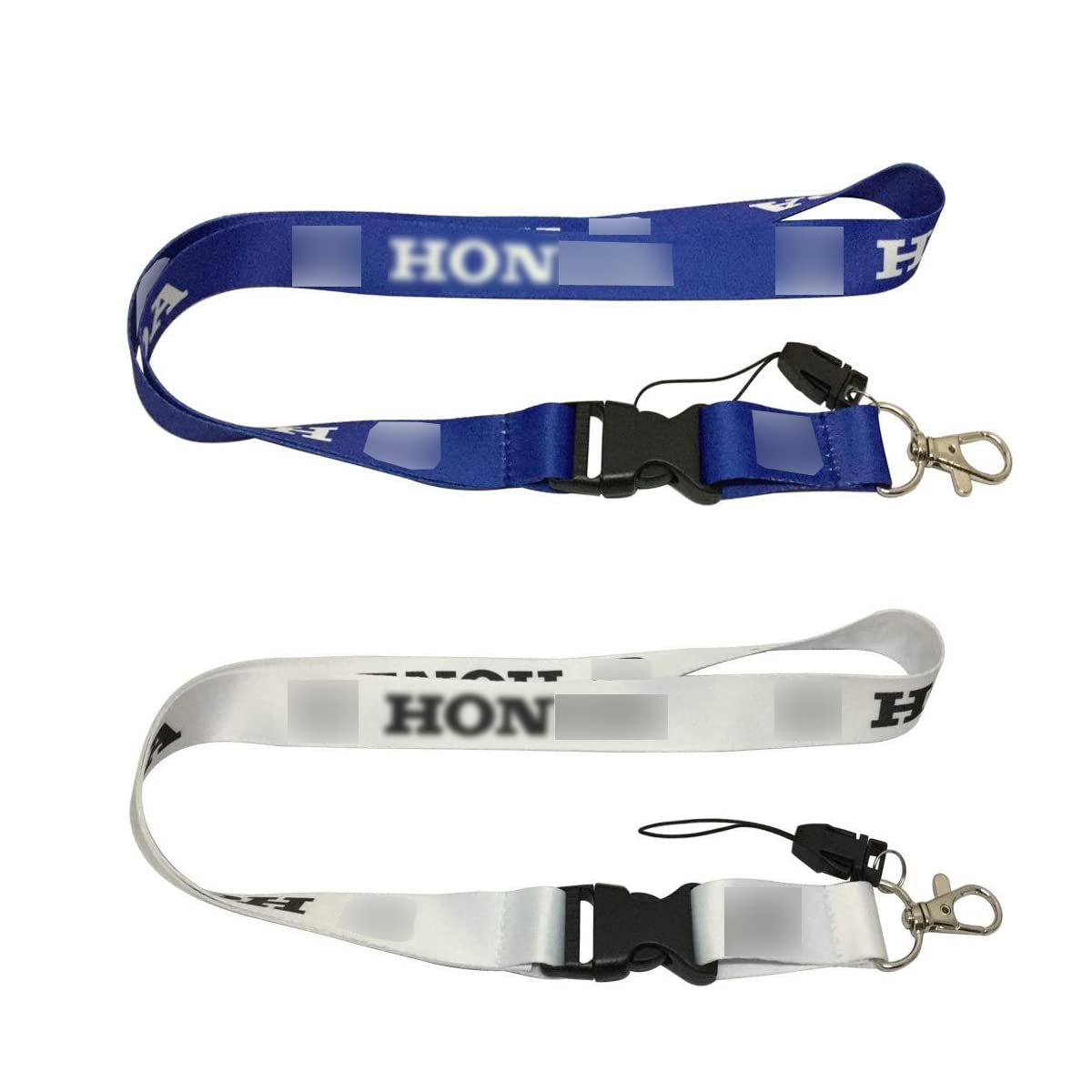 2pcs Silk Lanyard Keyring Keychain Quick Release Clasp Car SUV Motorcycle ATV House Keys ID Badges Accessories for Hon## (Blue White)