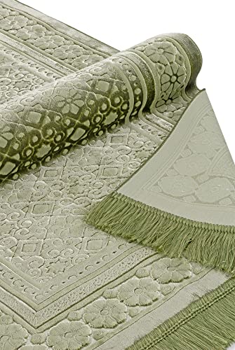 Tapete islámico de oración terciopelo suave 115x70 cm verde miniatura 3