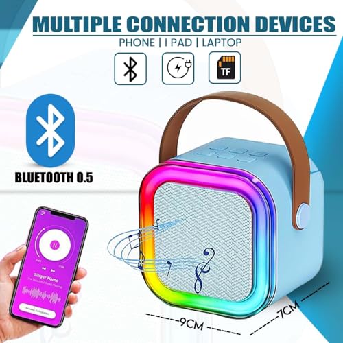 Image of Fully Karaoke Mic with Speaker for Singing Mini Portable Bluetooth Speaker with Mic and LED Lights Best Birthday Gift for Kids and Adults Pack of 1