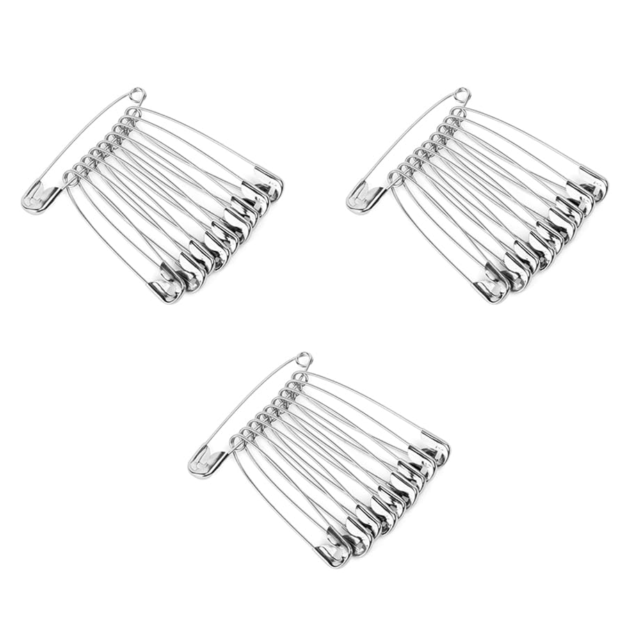 Image of Safety Pin | Stainless Steel Rust-Resistant Safety Pins for Saree, Dupatta, Sewing, Tailoring, Quilting, Craft, Baby Clothes & Daily Household Use (Silver, 03)