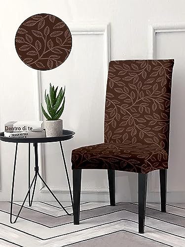 Image of Cortina Polyester Spandex Dining Chair Cover, Stretchable & Washable Slipcover, Brown (Set of 1)