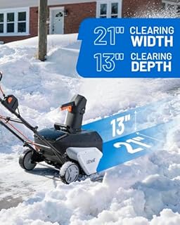 Litheli 40V Battery Powered Cordless Snow Blower, 21-Inch Brushless Electric Snow Thrower with Wheels, LED Lights, 180° Chute, Powerful Snow Removal Kit with 4.0Ah Rechargeable Battery