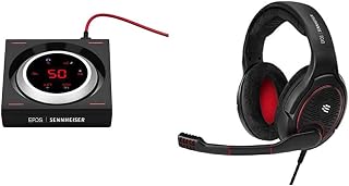 EPOS | SENNHEISER GSX 1200 PRO Gaming Audio Amplifier/External Sound Card & I Sennheiser Game ONE Gaming Headset, Open Acoustic, Noise-canceling mic, Flip-to-Mute - Black (506080)