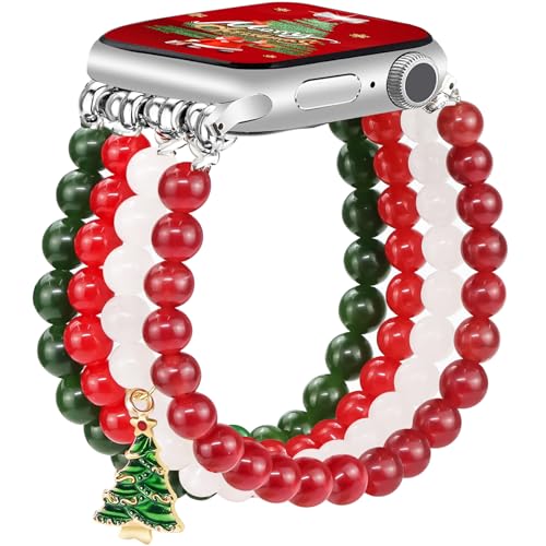 Bracelet perles de Noël montre Apple pour sublimer vos tenues de fêtes et vos soirées d'hiver
