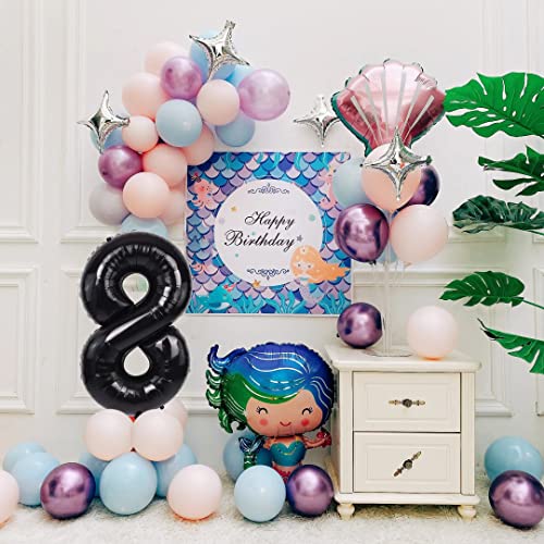 Image of 40 Inch Black Number 8 Balloon, 8th Birthday Decoration Boys Girls