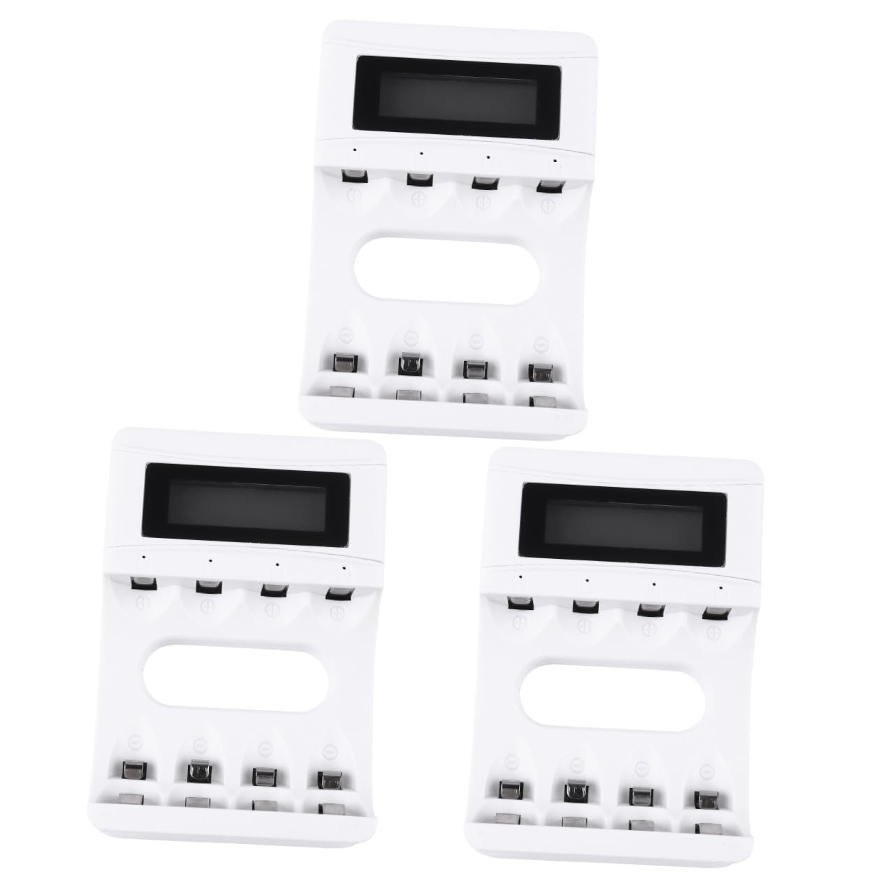 HEMOTON 3piezas Cargador De Batería LCD Inteligente Ranuras y Pantalla Carga USB para Baterías Recargables AA AAA Protección De Sobrecarga y Temperatura