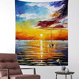 YQMJLF Wandtapijt, hangende kunst, wanddecoratie, wandtapijten, sterrennacht, olieverfschilderij, wandtapijt, abstracte…