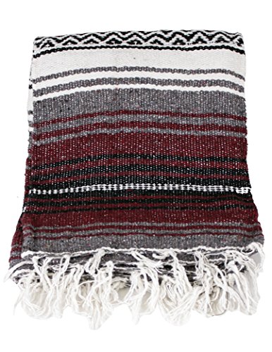 Canyon Creek Mexican Yoga Blanket (Burgundy) - Image 3