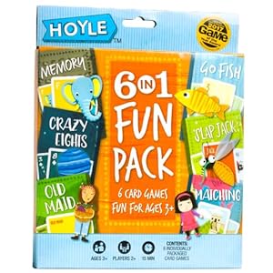 Hoyle 6 in 1 Fun Pack – Kids Card Games – Ages 3 & Up – Memory, Go Fish, Crazy Eights, Old Maid, Matching, Slap Jack
