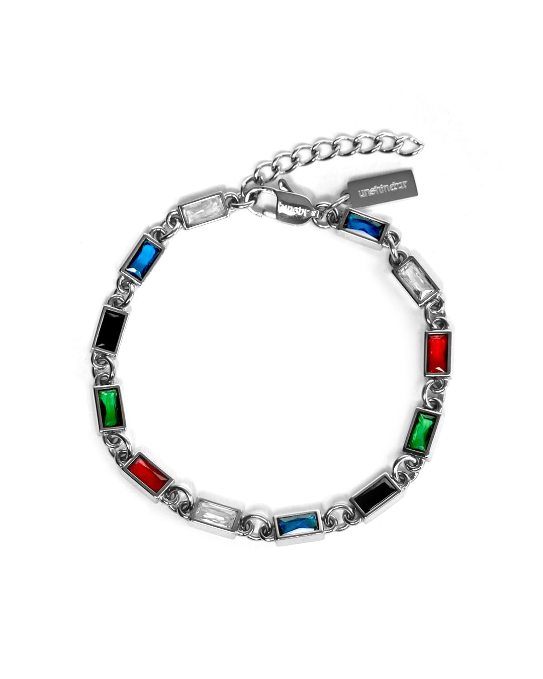 Buntes Edelstein Tennis Armband für Herren mit bunten Edelsteinen in Silber oder Gold - Streetwear Iced Out Zirkonia Armband Multicolor aus Edelstahl und 18K Gold - Wasserfestes Armband