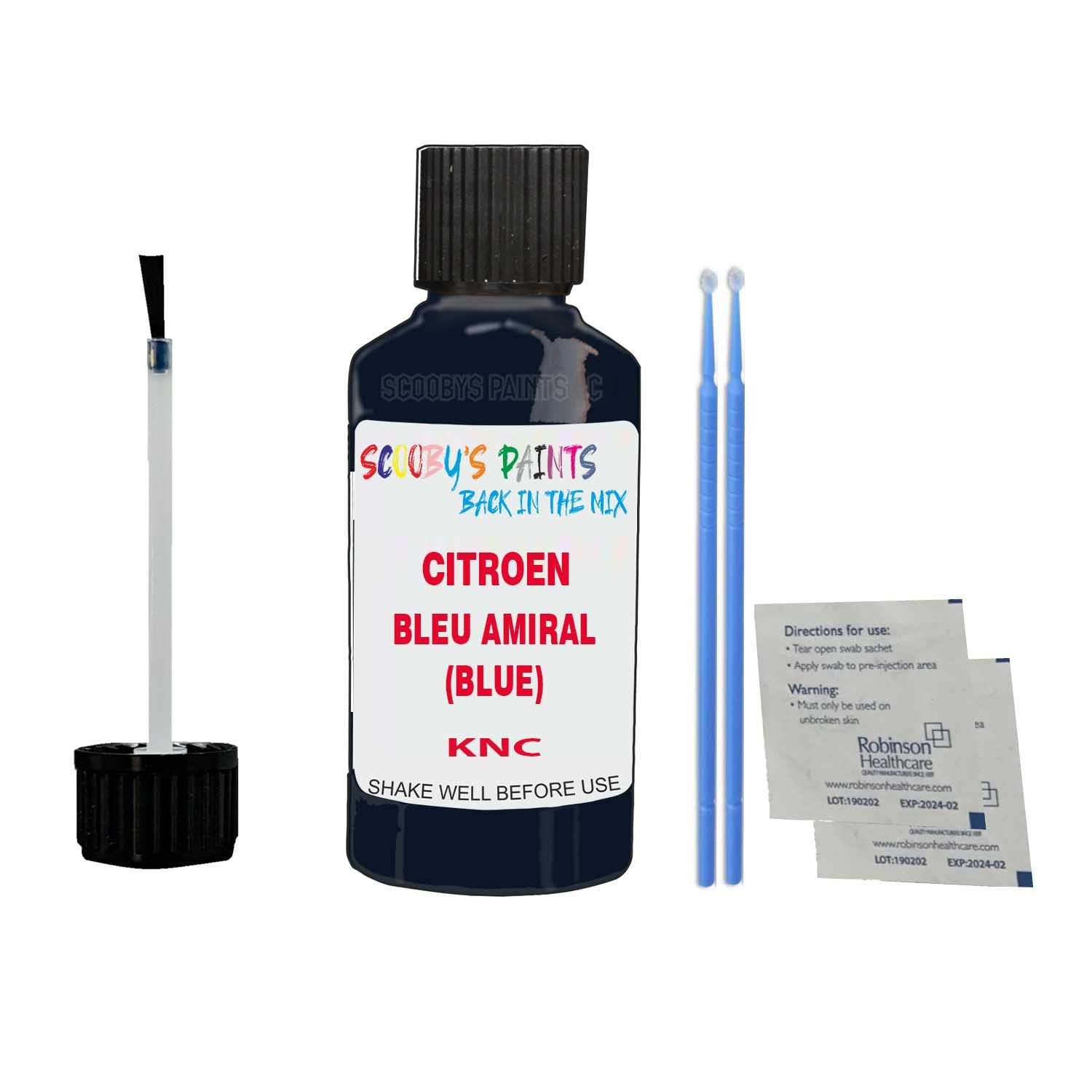 Scoobys Paints Back In The Mix Bleu Amiral (Blue) Touch Up Paint For Citroen Berlingo Van Knc 1995-2008 30Ml Bottle Brush Scratch Stone Chip Repair Pen