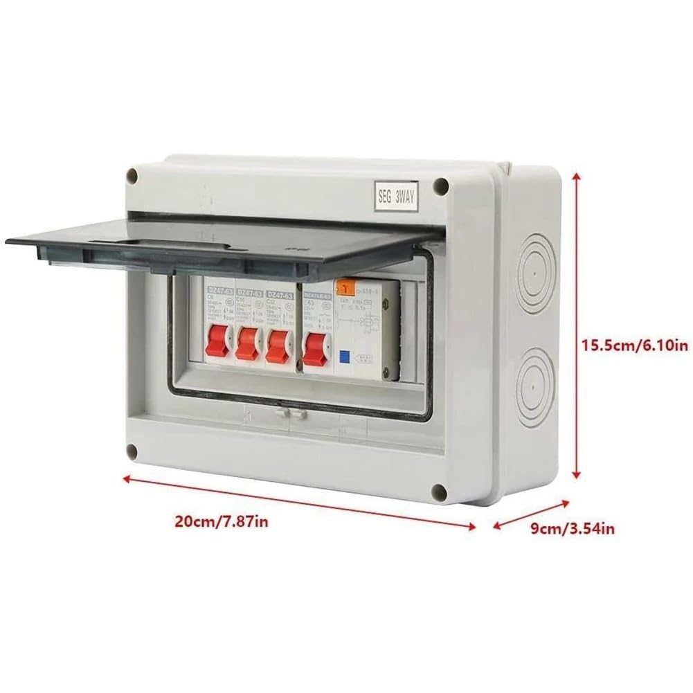 Coffret Electrique Etanche Exterieur, Tableau élec Boîte à fusibles en plastique blanc, 3 voies, hangar de Garage, camping-car, caravane, unité consommation, avec RCD et X MCB