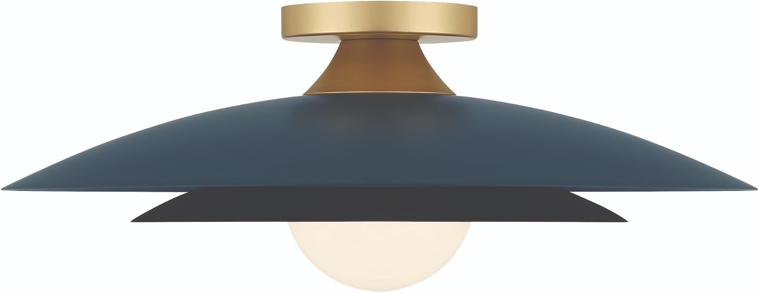 Eurofase Welsh 10W 1 LED Flush Mount 7 Inch Tall and 18 Inch Wide with Matte Blue Finish