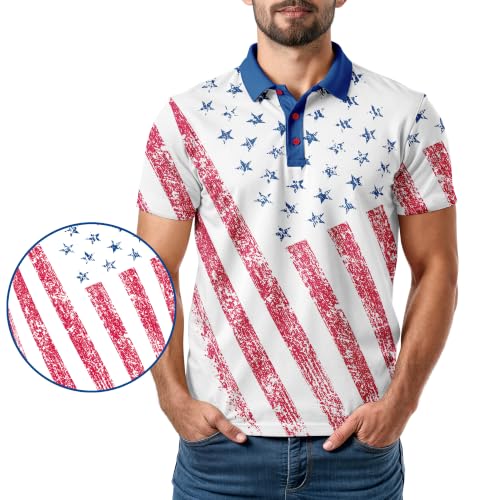 Image of Patriotic USA Golf Polo Shirt Men's Performance Short Sleeve
