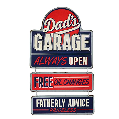 Dad's Garage Linked and Embossed Metal Sign