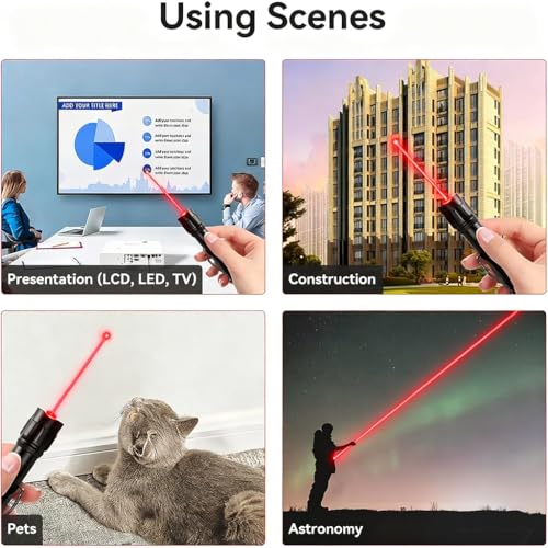 Image of Climberty Powerful Red Laser Pointer, Long Range 10000m Beam Laser Light, USB Rechargeable with 8 Star Patterns, Waterproof Aluminum Alloy for Stargazing, Hiking, Teaching, Construction (Red)