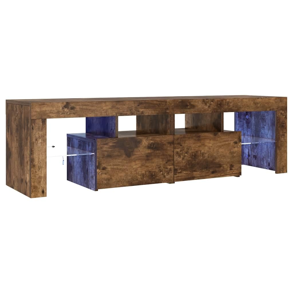 Z oświetleniem LED Stylowy opalany dąb 140x36.5x40 cm Brąz
