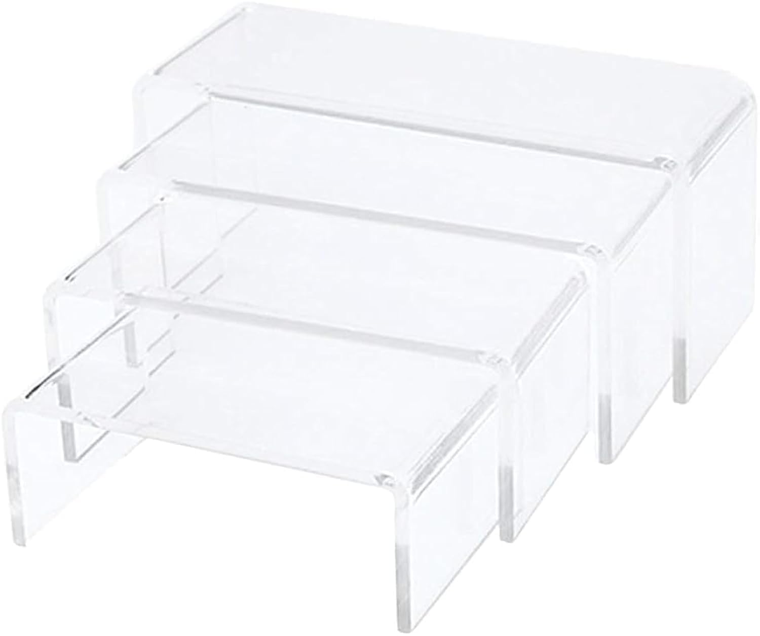 BPA® 4Pcs Acrylic Risers Display Clear Showcase Shelf Figures Buffets Cupcakes Jewelry Display Stands for Table Decorations