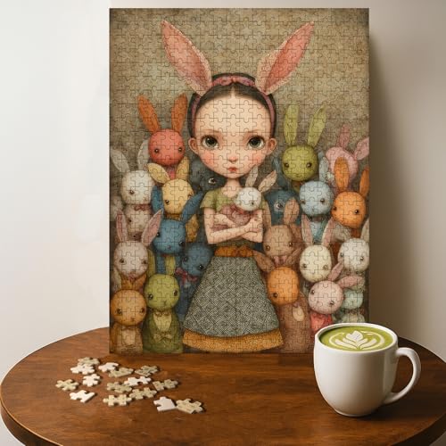 Doll in The Rabbit World Casse-tête gothique 500 pièces bois adultes, 20 x 15 po