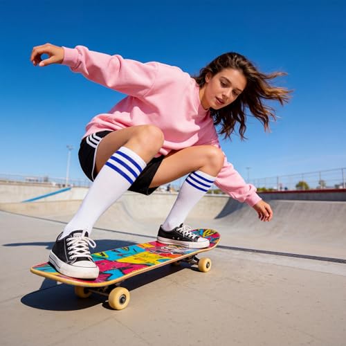 Image of American Trends Womens Athletic Knee High Socks Outdoor Sport Thigh High Stockings Casual Stripes Tube Socks