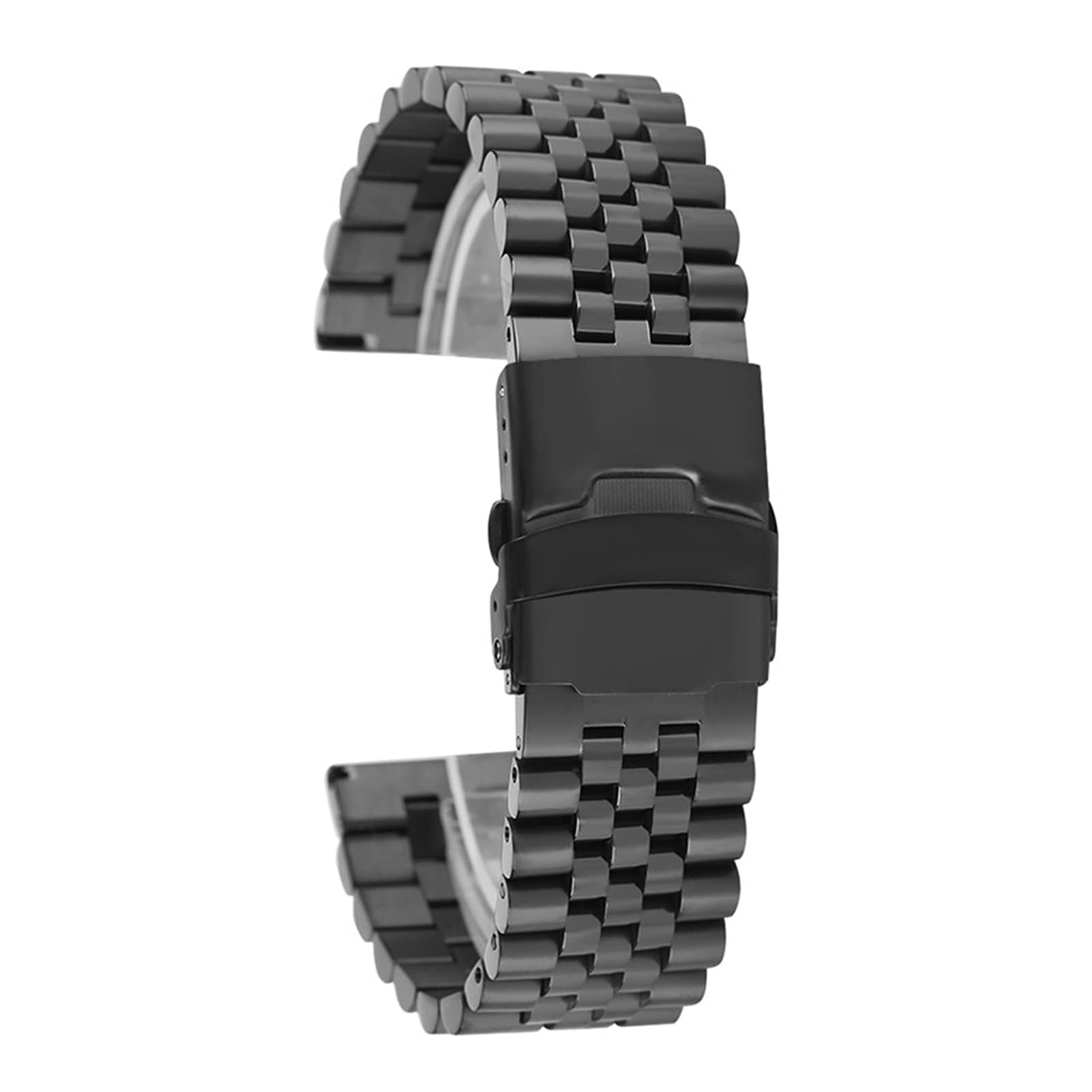 Band da Polso Pieghevole in Acciaio Inox in Acciaio Inox da 24mm in Acciaio Inox in Acciaio Inox (Color : 24mm, Size : Nero)