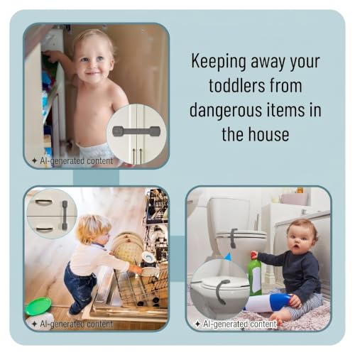 Image of Bates- Child Safety Strap Locks, 12 Pack, Gray, Baby Cabinet Locks with Adjustable Strap Length
