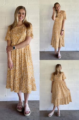 Image of STYLEWORD Womens Summer Casual Short Sleeve Flowy Midi Beach Dress