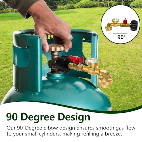 Adaptateur recharge propane coudé avec valve manomètre intégrée - 3
