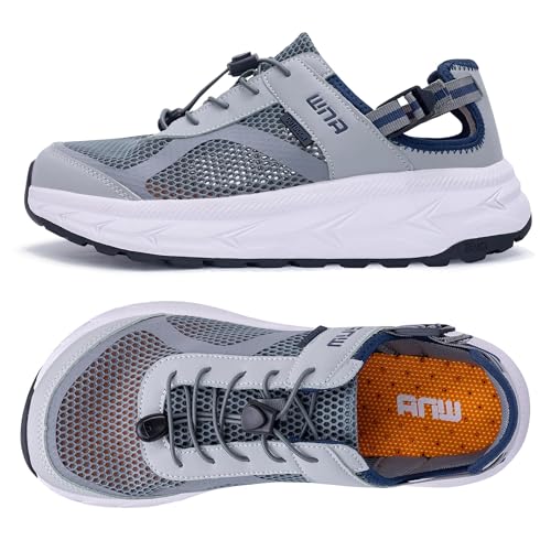 Mens Closed Toe Wide Width Hiking Sandals Summer Walking Water Shoes Comfortable Recovery Fisherman Sport Sandals