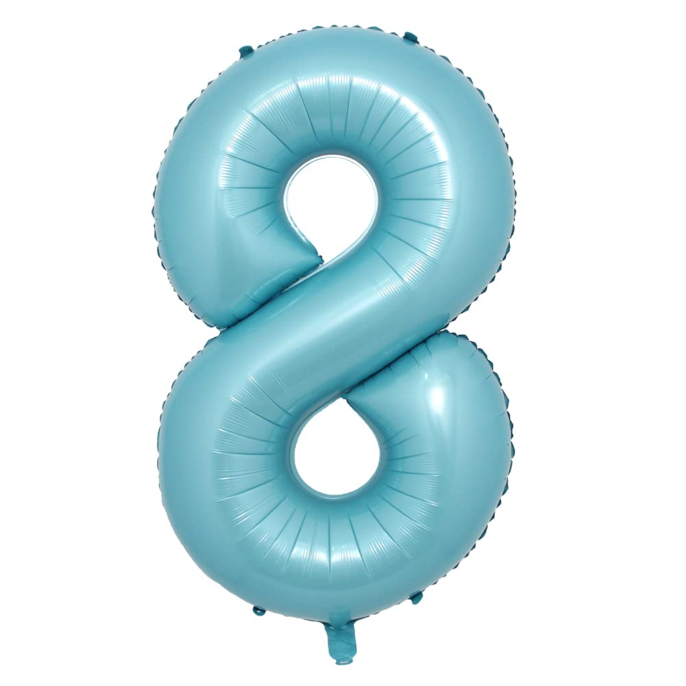 Photo 1 of 16 Inch Candy Light Blue Foil Number Balloons Digital Globos Birthday Wedding Party Decorations Ballons Baby Shower Supplies (16 inch Light Blue 8)