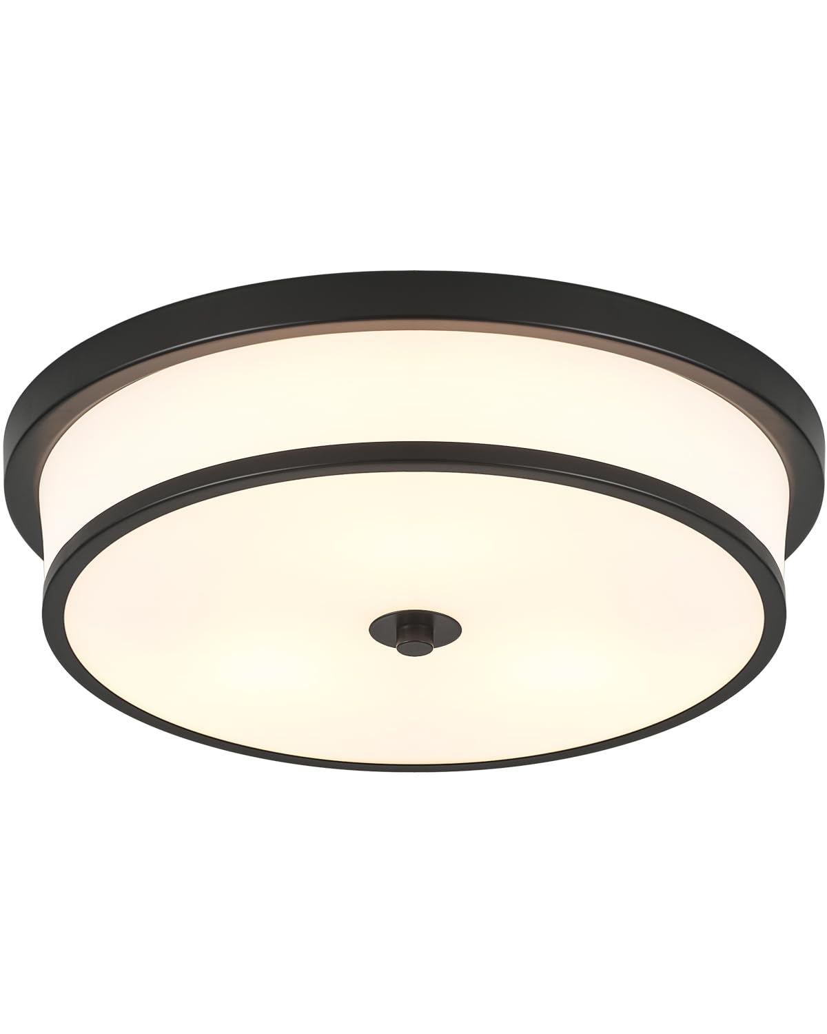 16 inch Flush Mount Ceiling Light, 3-Light Close to Ceiling Light Fixtures with Black Finish for Livingroom Bedroom Kitchen Diningroom(Black)