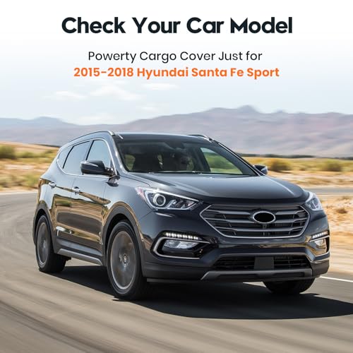 Image of Powerty Cargo Cover for 2015-2018 Hyundai Santa Fe Sport(Not for Santa Fe), Canvas Texture Trunk Cover Privacy Screen Rear Security Shade for Santa Fe Sport Accessories