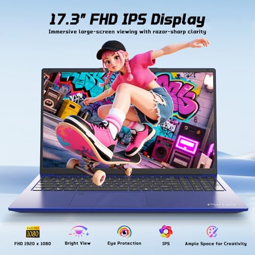 Image of NIMO 17.3 inch FHD IPS Student-Laptop-Computer - 16GB RAM 256GB SSD, Pentium 4 Cores N100(Beat i3-1115G4, Up to 3.4GHz) 65W Type-C 2 Years Warranty Fingerprint Backlit Keyboard Wi-Fi 6 BT5.2