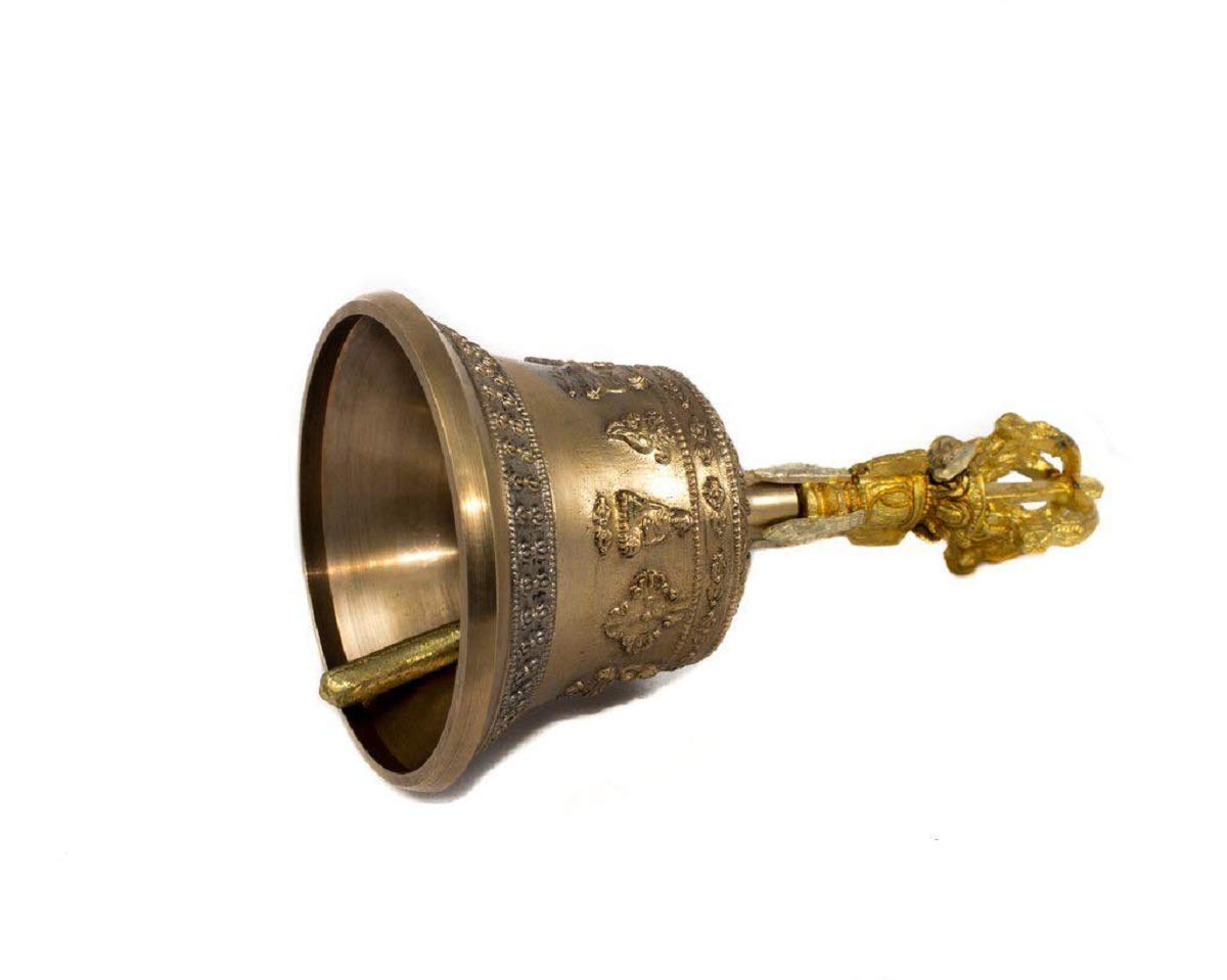 Tybetański buddyjski dzwonek do medytacji i zestaw Dorje - Dharma obiekty dzwonek oświecenia z Nepalu 18 cm