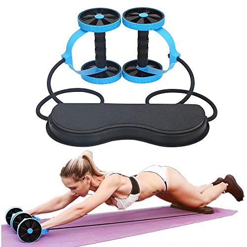 Rodillo de abdominales para hombre con banda de resistencia para mujer, entrenadores abdominales flexibles, rodillos dobles, gimnasio en casa, multifuncional, rodillera, equipo de fitness corporal,