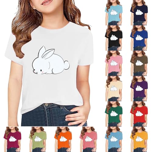 Girls Easter Days Summer Tees Baby Girls Happy Easter Days Tops T Shirt Kids Teen Solid Color Cute Bunny Graphic2
