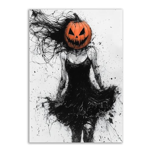 Peinture decorative halloween citrouille texture toile premium 70x100