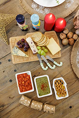 KitchenCraft Nussknacker Sammlung Bambus-Käse-Set, 4 Stück, Geschenk-Box, Keramik, braun