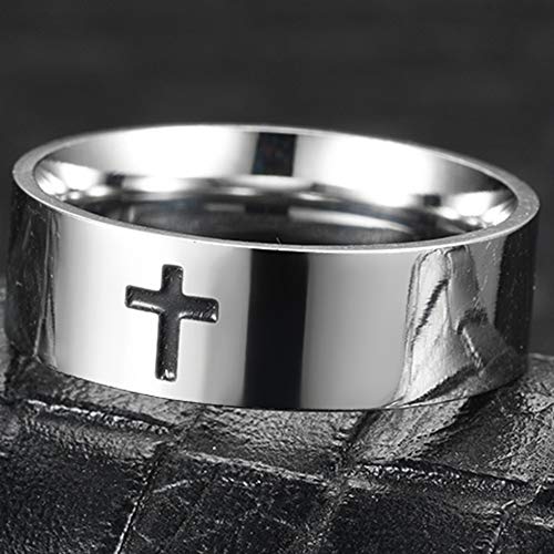 Jude Jewelers 8mm Stainless Steel Classical Simple Plain Christian Cross Religious Wedding Band Ring2