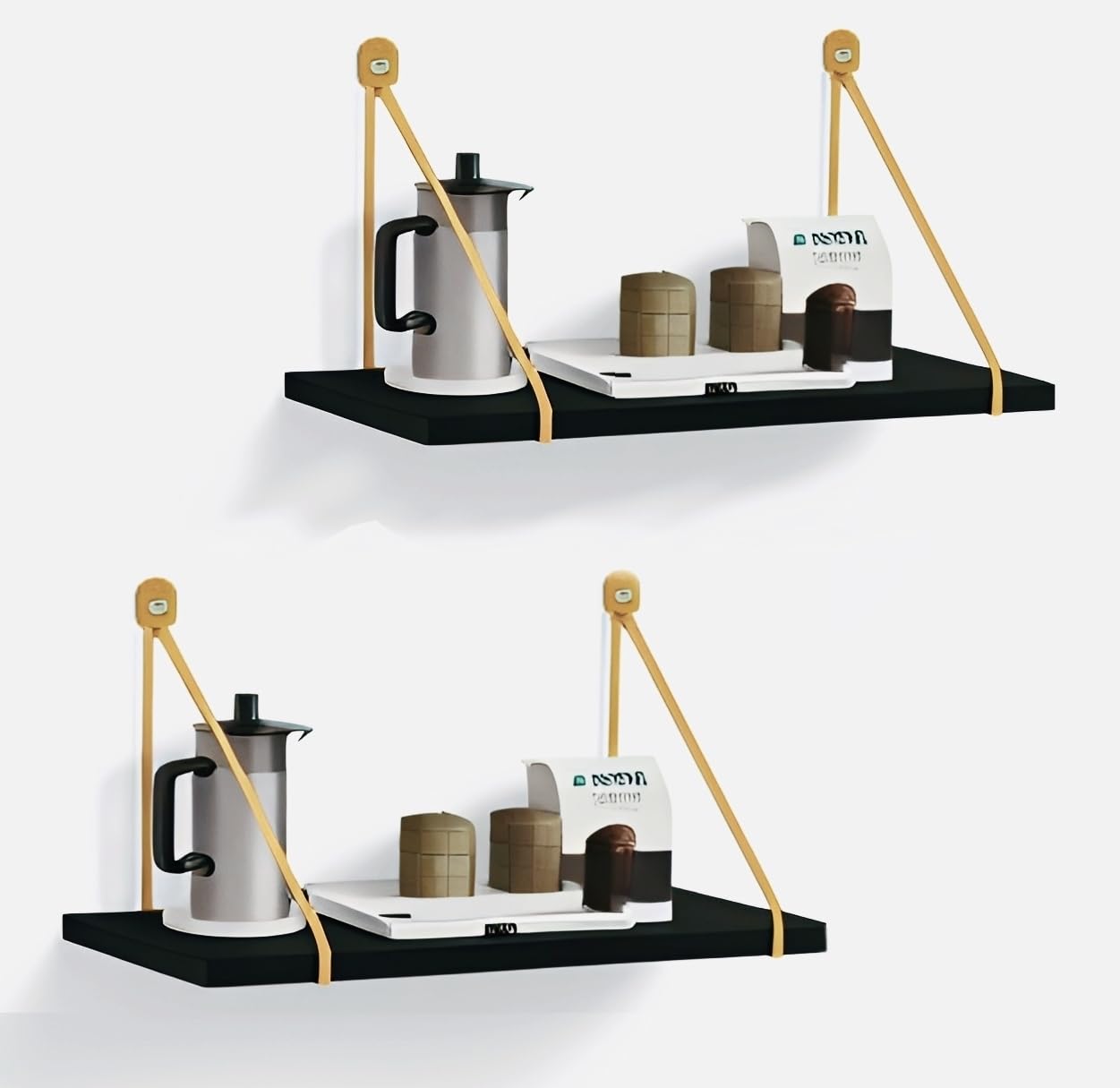 Dime Store Wall Shelf for Living Room, Metallic Gold White Wall Mounted