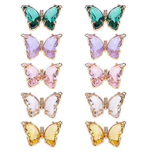 Osaladi 10Pcs Butterfly Pendants, Butterfly Charms For Bracelets, Butterfly Nail Charms, Crystal Butterfly Charms For Jewelry Making Diy Accessories #TOP14