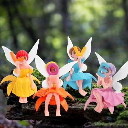 Breelytic 8pcs Fairy Garden Accessories, Mini Fairy Figurines Well-Designed & Handcrafted for Garden Decor Outdoor, Landscape Decor, DIY Craft, Dollhouse, Succulents & Home Decoration