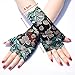 Katutude 4 Pairs Women Short Lace Gloves Floral Fingerless Gloves Wedding Bridal Wrist Gloves Opera Tea Party Prom Costume Accessories, Length 19cm