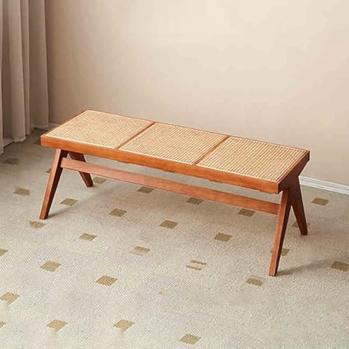 NOKTAI Banco de Comedor de ratán, Bancos de Entrada Modernos de Estilo rústico con Asientos de ratán, Asiento Estilo WABI-sabi para Sala de Estar, Pasillo, Dormitorio y baño Cherry 138 * 40 * 45cm