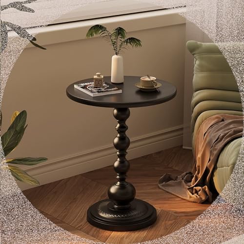 Table d'appoint ronde vintage – Table d'appoint en métal de 53,3 cm pour salon, chambre à coucher et balcon – Table basse et cocktail élégante pour...