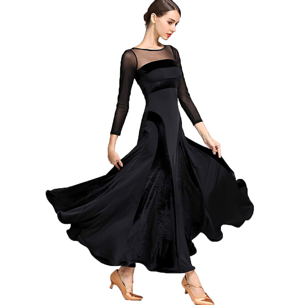 Tanzkleider Damen Standard Lange Ärmel Performance Kleider Moderne Walzer Training Tanzkleidung Tango Klei Ballroom Dress