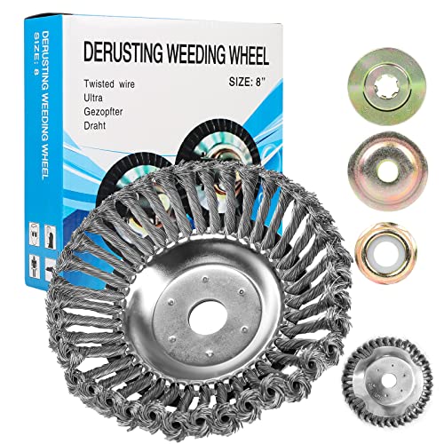 Lihaian Wildkrautbürste für Motorsense Rasentrimmer - Wildkrautbürste mit 25,4mm Bohrung, Bodendurchmesser 200mm, Kann Unkraut und Moos Effektiv Entfernen Improved Concept 8in grobe Drahtbürste Cover