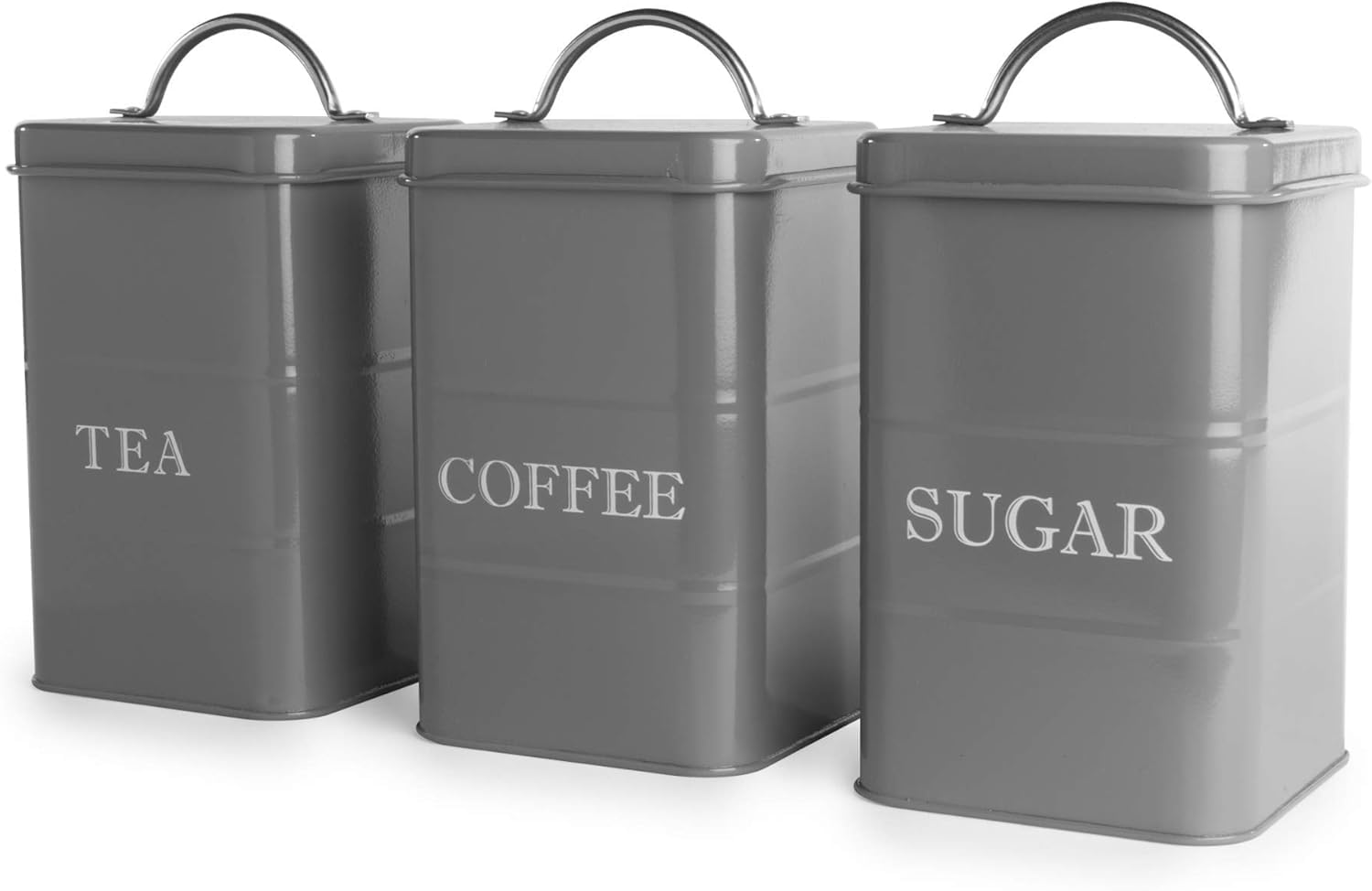 Stainless Steel TeaCoffee & Sugar Canisters Grey from B&Q
