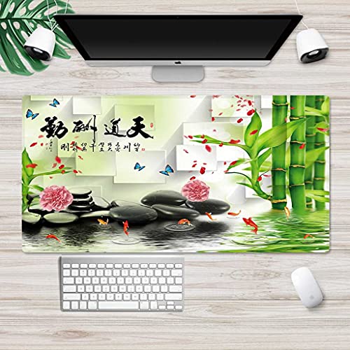 Tapis de souris grand format déco bambou pour bureau et gaming